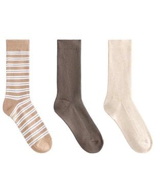 Oysho 3 Pairs Of Cotton Blend Classic Socks - White