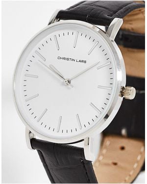 Christin Lars Mock Croc Strap Watch - Metallic