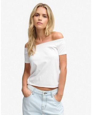 Superdry Bardot Short Sleeve Off Shoulder Top - White