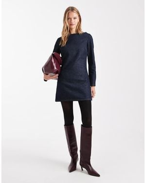 ASOS Long Sleeve Denim Shift Mini Dress - Blue