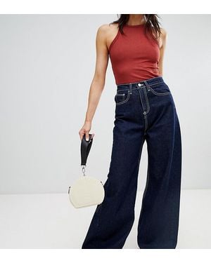 Stradivarius Vaqueros de pernera ancha con costuras en contraste de - Azul