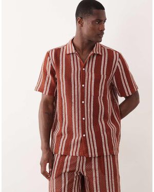 New Look Camicia All'Uncinetto Color Ruggine A Righe - Rosso