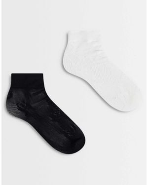 Pieces 2 Pack Lace Ankle Socks - Natural