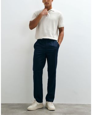 Threadbare Hose mit kordelzugbund, geradem bein und bundfalte - Blau