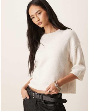 Jdy Short Sleeve Knitted Jumper With Wool - Natural