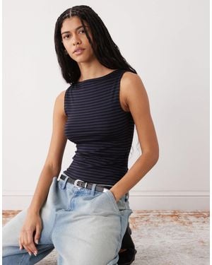 Weekday Annie Soft Boat Neck Sleeveless Top - Black
