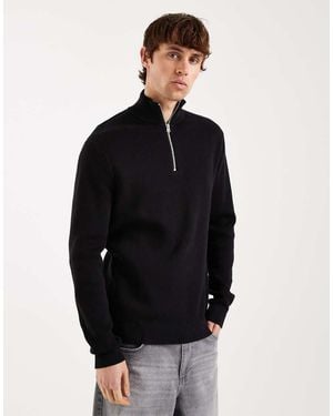 Only & Sons Half Zip Knitted Jumper - Black