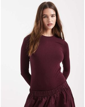 New Look Body Burdeos De Manga Larga Con Cuello Redondo De -Rojo