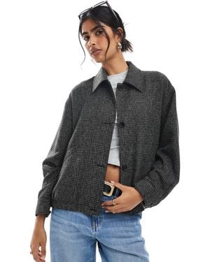 ASOS Barn Jacket With Bomber Hem And Contrast Collar - Gray