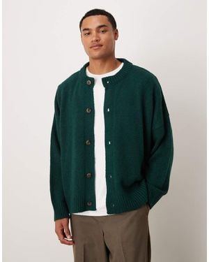 ASOS Super Oversized Boxy Fit Crew Neck Knitted Cardigan - Green