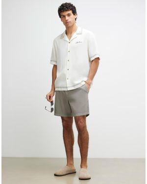 River Island Regular Fit Linen Pull On Shorts - White