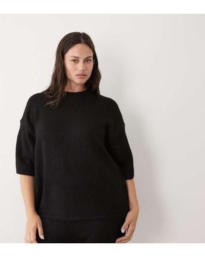 ASOS Asos Design Curve Crew Neck T Shirt With Wool Co Ord - Black