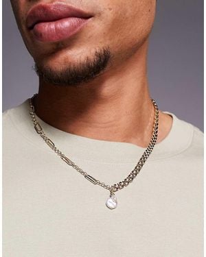 ASOS Faux Pearl Mixed Chain Necklace - Metallic