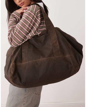 Weekday Borsa Shopping Oversize - Marrone