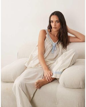 ASOS Woven Milkmaid Top And Trousers Set - Natural