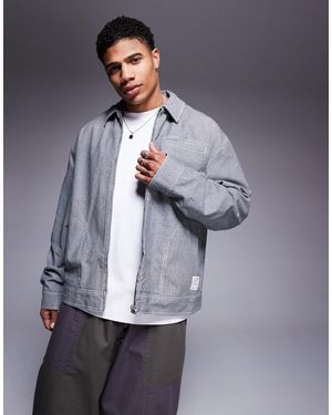 ASOS – gestreifte harrington-jacke - Blau