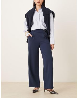 Jdy Button Detail Wide Leg Dad Trousers - Blue
