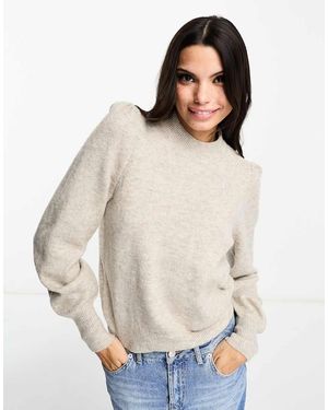 Jdy Maglione Color Pietra Con Maniche A Sbuffo - Bianco