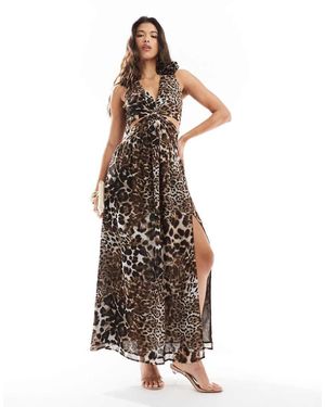 Style Cheat Corsage Shoulder Maxi Dress - White