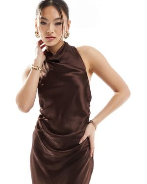 River Island Halter Neck Midi Dress - Brown