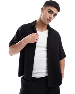 Bershka Premium Shirt Co-Ord - Black