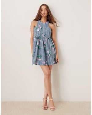Sister Jane Dream Floral Embellished Smock Mini Dress - Blue