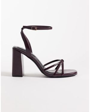 SEQWL Strappy Barely There Block Heeled Sandal - White