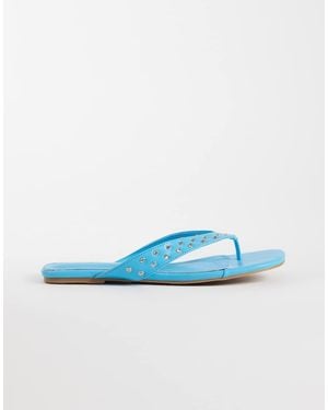 Public Desire Studded Flip Flops - Blue
