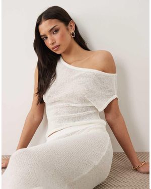 Tala Beach Knit Asymmetric Top - White