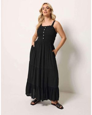 Yours Clothing Shirred Placket Dress - Black