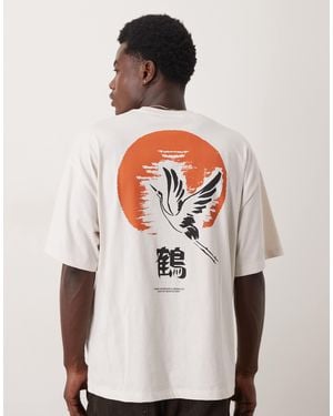 SELECTED Oversized T-Shirt With Crane Back Print - White