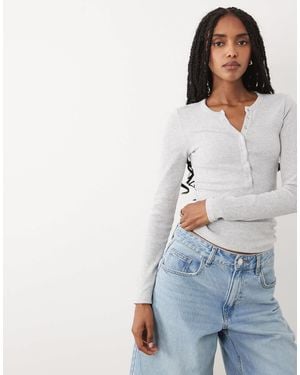 Cotton On – blake – langärmliges henley-oberteil - Blau