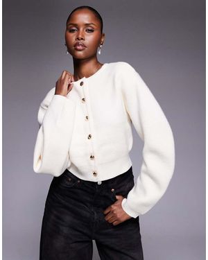 River Island Cárdigan Color Crema Con Mangas Estructuradas De -Blanco