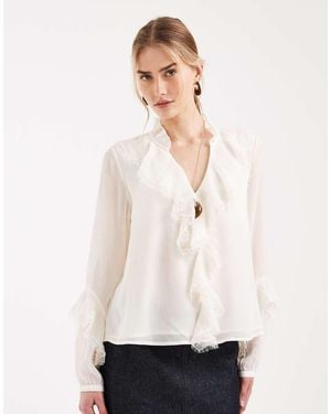 ONLY Ruffles Detail Boho Blouse - White