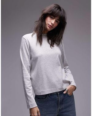 TOPSHOP Slim Long Sleeve Top - Grey