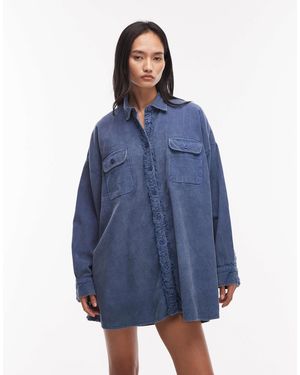 ASOS Oversized Shirt With Pockets - Blue