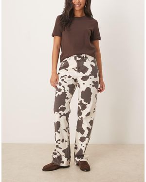 Abercrombie & Fitch Ruimvallende Jeans Met Hoge Taille - Naturel