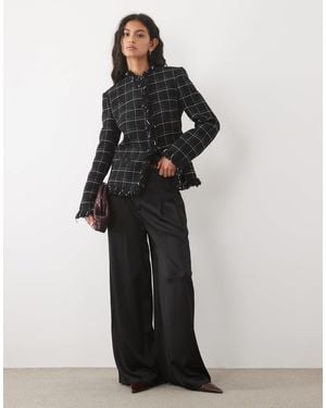 Mango Heringbone Textured Jacket - White