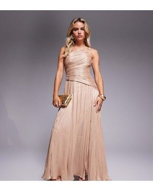 Forever New Metallic One-shoulder Drop Hem Maxi Dress