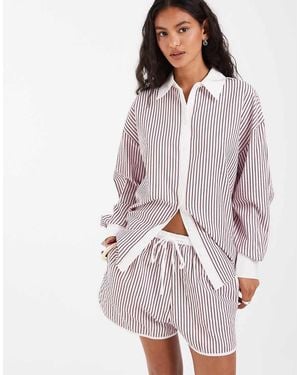 ASOS Tipped Contrast Shirt Co-Ord - Pink