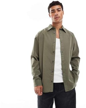 Jack & Jones Camisa Caqui Lavada De -Verde