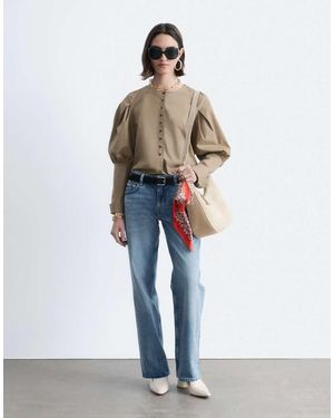 & Other Stories Volume Sleeve Shirt With Button Detail - White