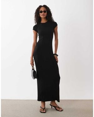ASOS Seam Detail Short Sleeve Midi Dress - Black