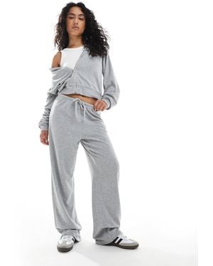 4th & Reckless Pantalon d'ensemble ample en tissu éponge à taille nouée - chiné - Gris