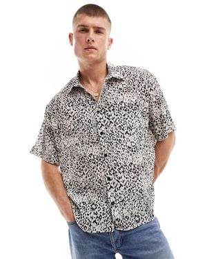 River Island Short Sleeve Crinkle Shirt - Grey