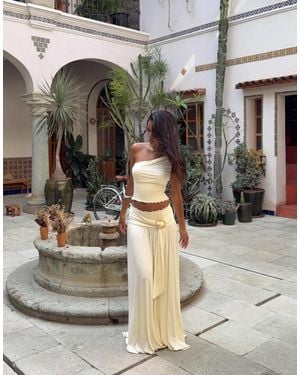 Princess Polly Full Orbit One Shoulder Shirred Waist Top - Metallic