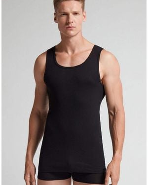 Intimissimi Ribbed Cotton Vest Top - Black