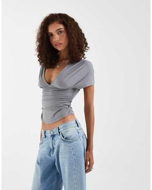 Motel Osari Plunge Batwing Top - Blue