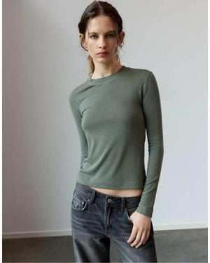 Pull&Bear Long Sleeve T-shirt - Green