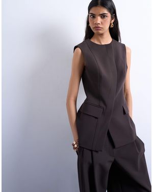TOPSHOP – asymmetrische weste - Schwarz